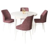 Hanah home rox - white, dusty rose whitedusty rose dining table & chairs set (5 pieces) | Eponuda.com