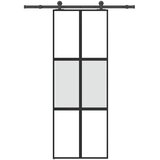  Klizna vrata s priborom 76 x 205 cm kaljeno staklo i aluminij | shoptok.hr