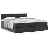 vidaXL Otomanski posteljni okvir z vzmetnico črn 180x200 cm um. usnje | Shoptok.si