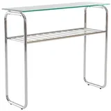 Pomoćni stol sa staklenom pločom stola u sjajno srebrnoj boji 32x100 cm Walle –