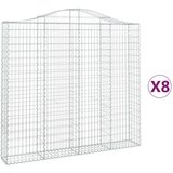 Obokane gabion košare 8 kosa 200x30x180/200 cm pocinkano železo, (21000176) | Shoptok.si