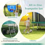  3 u 1 pravokutni trampolin s ljestvama, košarkaškim košem i nogometnim golom, dječji trampolin, zeleni | shoptok.hr