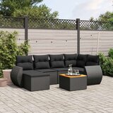  7-dijelni set vrtnih sofa od poliratana s jastucima crni | shoptok.hr