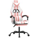 vidaXL Gaming stol z oporo za noge belo in roza umetno usnje, (21378361) Cene