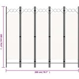 vidaXL Sobna pregrada s 5 panela krem-bijela 200 x 180 cm | shoptok.hr