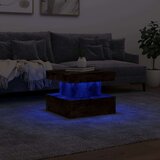 vidaXL Klubska mizica z LED lučkami dimljeni hrast 50x50x40 cm | Shoptok.si