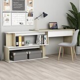  Kutni radni stol bijeli i boja hrasta 200 x 50 x 76 cm drveni | shoptok.hr