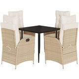  Vrtna garnitura - 5-dijelni vrtni blagovaonski set od poliratana s jastucima bež - 80 x 80 x 74 cm Sa naslonom za noge 4 | shoptok.hr