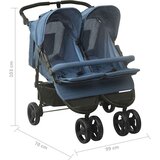  Otroški voziček za dvojčke mornarsko moder jeklen | Shoptok.si
