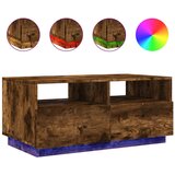 Furnova Klubska mizica z LED lučkami dimljeni hrast 90x49x40 cm, (21915145) | Shoptok.si