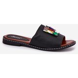 Boto Womens sandals on flat heel with decoration black Clelione | ePonuda.com