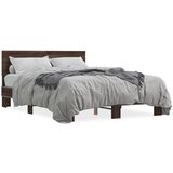 Furnova Posteljni okvir rjav hrast 140x200 cm inženirski les in kovina, (21938697) | Shoptok.si