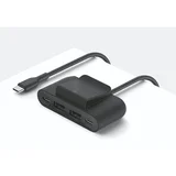 USB razdelilec 2x USB C 2x polnilna postaja USB, Črna, (5000065629)