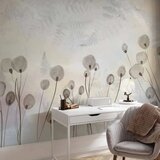  Foto tapeta - Minimalist meadow - floral motif in light shades with reflections 441x315 | shoptok.hr