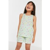 Trendyol Mint Printed Girls Knitted Pajamas Set | Shoptok.si
