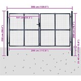  Vrtna vrata od mrežastog čelika 300x200 cm, siva | shoptok.hr