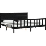  Okvir za krevet s uzglavljem crni 200 x 200 cm od masivnog drva | shoptok.hr