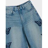Sinsay Wide leg traperice s visokim strukom s vezenim leptirima | shoptok.hr