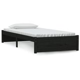  Okvir za krevet crni od masivnog drva 90 x 190 cm mali | shoptok.hr
