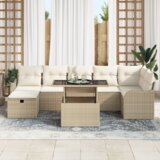 vidaXL 8-delni vrtni sofaset z blazinami bež poli ratan | Shoptok.si