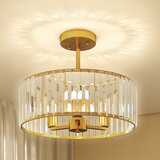 HOMCOM stropna svetilka kovina, kristal 39D x 39Š x 32V cm zlato, (5000242811) Cene