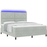 vidaXL Box Spring Postelja z Mattresom in LED Svetlobo Svetlo siva 180x200 cm Žamet, (22050100) | Shoptok.si