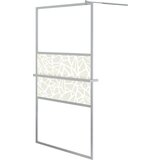 Pregrada za tuš s policom krom 115x195 cm staklo ESG i aluminij | shoptok.hr