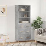 vidaXL Visoka komoda betonsko siva 69,5x34x180 cm inženirski les | Shoptok.si