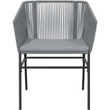  3-dijelni vrtni blagovaonski set s jastucima poliratan i staklo Siva 80 x 80 x 74 cm | shoptok.hr