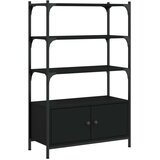  Knjižna omara 3-nadstropna črna 70x30x109,5 cm inženirski les | Shoptok.si