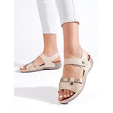 Shelvt Beige women's Velcro sandals | Shoptok.si