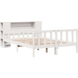vidaXL Knjižna postelja brez vzmetnice bela 150x200 cm trdna borovina | Shoptok.si