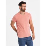 Ombre BASIC men's classic cotton tee-shirt with a v-neck - pink | shoptok.hr