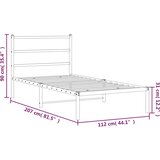  Metalni okvir za krevet s uzglavljem crni 107x203 cm | shoptok.hr