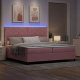  LED Box Spring Krevet Ružičasta 200 x 200 cm Baršun | shoptok.hr