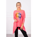Kesi Oversize blouse with iridescent pink neon lip print Cijene