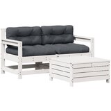 Maison Chic Seti vrtnega pohištva - Vrtna garnitura - Vrtni pohištvo set 3-delna z blazinami bela trdna borovina, (21809260) | Shoptok.si