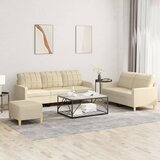  3-dijelni set sofa s jastucima krem od tkanine | shoptok.hr