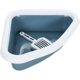 vidaXL Kotno mačje stranišče belo in modro 56x40x14 cm PP | Shoptok.si