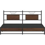Metalni Kovinski posteljni okvir brez vzmetnice rjavi hrast 180x200 cm, (21829369) | Shoptok.si