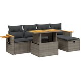  6-dijelni set vrtnih sofa od poliratana s jastucima sivi | shoptok.hr