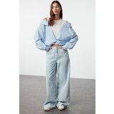 Trendyol Ecru Crop Knitwear Sweater with Woven Garnish | shoptok.hr