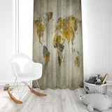 Dečiji draper karta sveta bež (jedno krilo) - 140x250cm, D-001