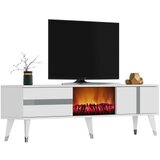 Hanah home tv polica vania fireplace white silver