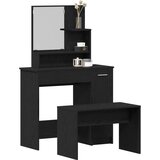 vidaXL set toaletnog stola crno drvo konstruirano drvo, crni drveni toaletni stol s ogledalom - 86.5 x 35 x 136 cm, toaletna stolica crno drvo 70x35x45 cm konstruirano drvo | shoptok.hr