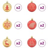 vidaXL Set Božićnih Ukrasnih Kuglica 40 pcs Zlatna i crvena | shoptok.hr