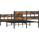 Metalni Kovinski posteljni okvir brez vzmetnice dimljen hrast 135x190cm | Shoptok.si