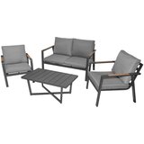  Aluminijski vrtni namještaj Sofa + dvije fotelje + stol sive boje | shoptok.hr