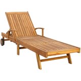  Ležaljka 1-osoba Smeđa i krem Čvrsto teak drvo | shoptok.hr