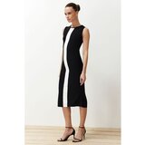 Trendyol Black Color Block Bodycone Fitted Ottoman Knitted Midi Pencil Dress | Shoptok.si